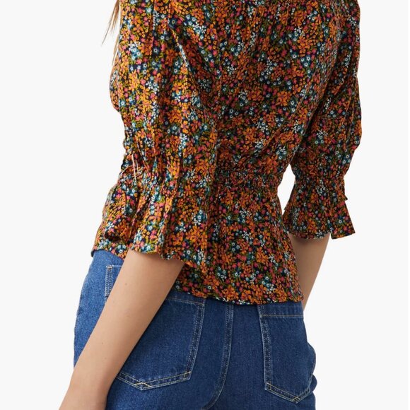 Free People Floral Peplum Top Boho Button Front XL - Picture 2 of 11